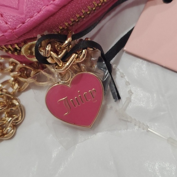 Juicy Couture good times pink monogram square zip around case wallet & charm new - Picture 2 of 10